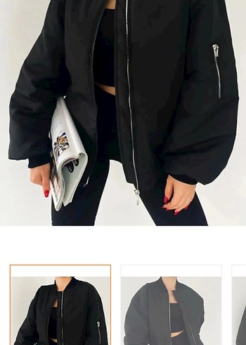 Siyah Fermuarlı Kadın bomber ceker