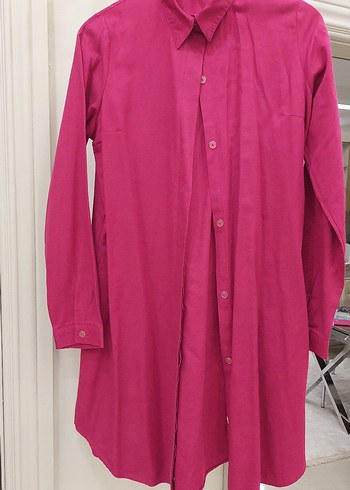 Düğmeli Pembe Uzun Hamile Tunik - Görsel 3