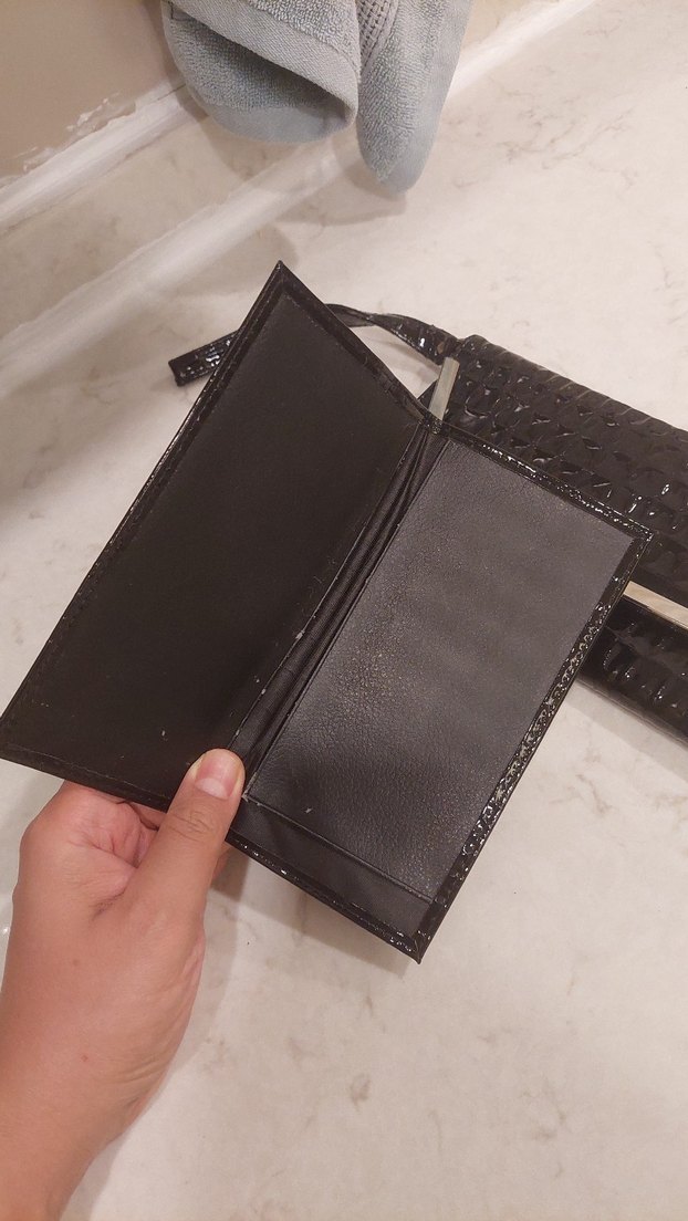 Kroko Desenli Siyah Deri Kadın Portföy Çanta - Görsel 4