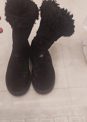 Siyah Süet Kürklü  Dolgu Topuk kiz cocuk Bot 32 numara - Görsel 2