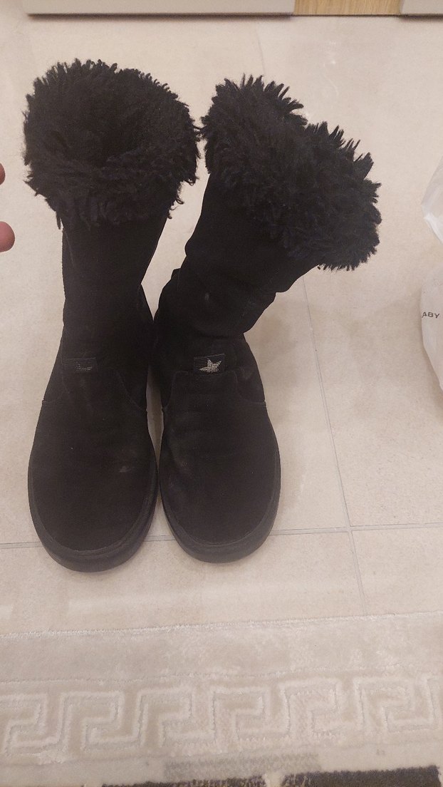 Siyah Süet Kürklü  Dolgu Topuk kiz cocuk Bot 32 numara - Görsel 2