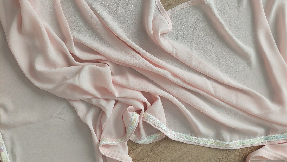 Pembe Bohem Drapeli Kadın Şal krep kumaş - Görsel 4