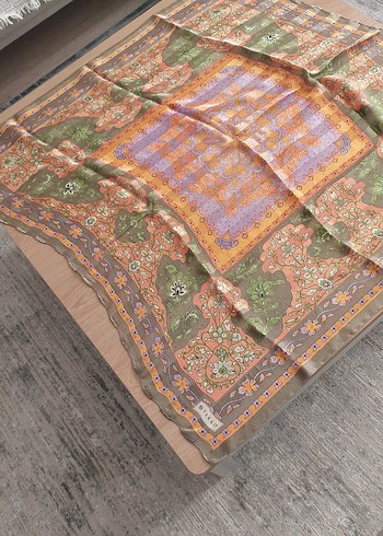 Bohem Çok Renkli Gri vakko eşarp - Görsel 2