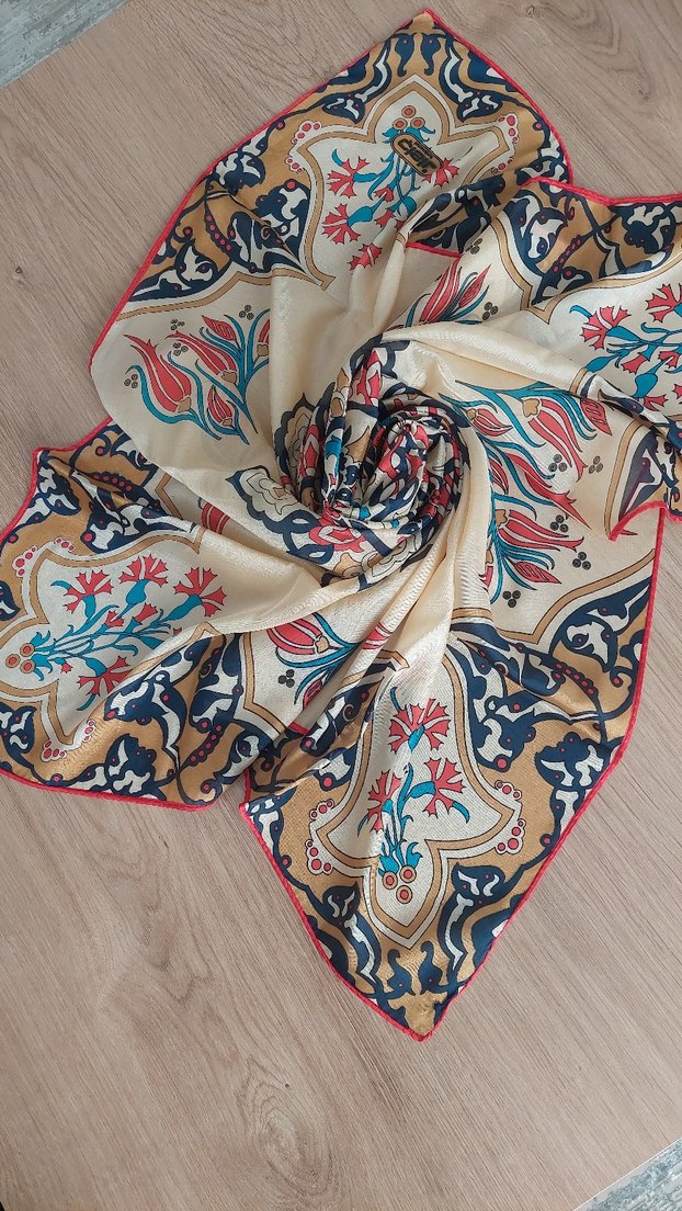 Bohem Çok Renkli hakiki İpek eşarp - Görsel 2