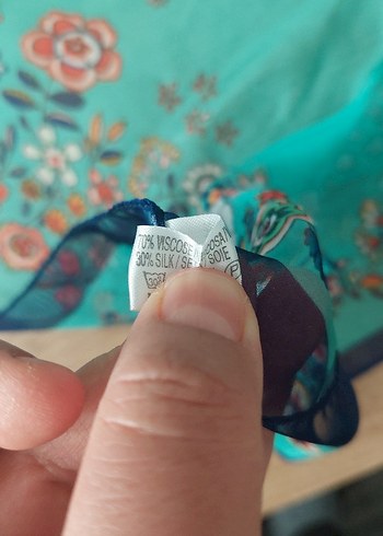 Turkuaz Bohem Tarzı Desenli Kadın şal. incecik ipek. - Görsel 2