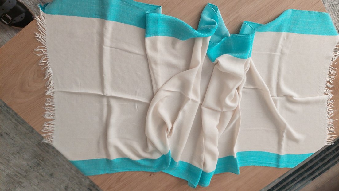 Turkuaz Detaylı Kadın pamuklu şal - Görsel 2