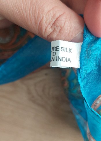 Bohem Tarz Turkuaz Desenli hakiki hint ipegi Şal - Görsel 3