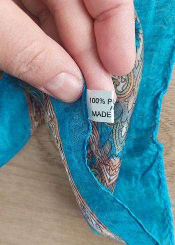 Bohem Tarz Turkuaz Desenli hakiki hint ipegi Şal - Görsel 4