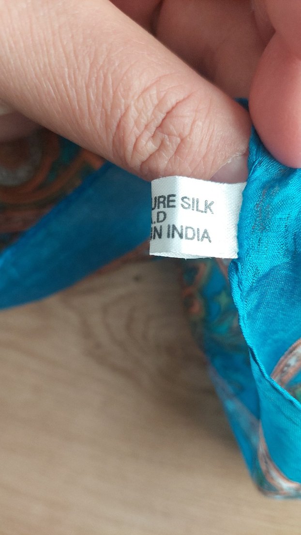 Bohem Tarz Turkuaz Desenli hakiki hint ipegi Şal - Görsel 3