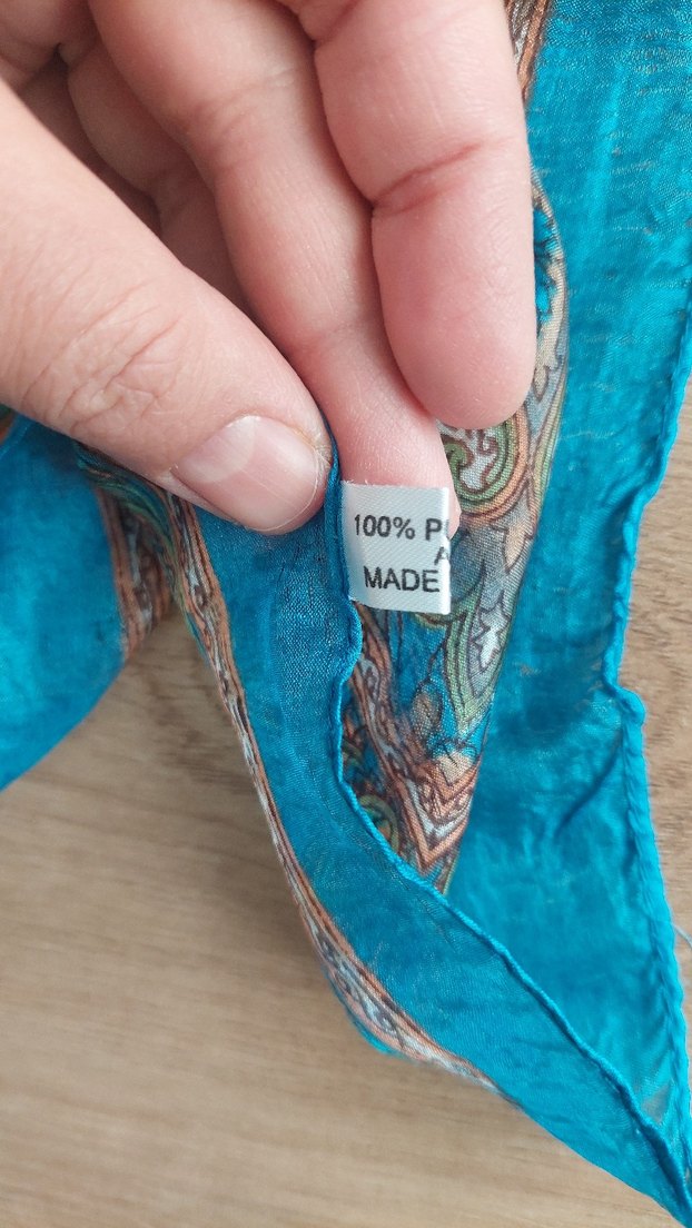 Bohem Tarz Turkuaz Desenli hakiki hint ipegi Şal - Görsel 4