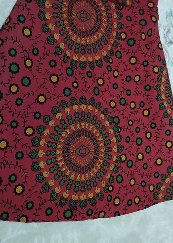 Boncuk Detaylı Renkli Uzun Kolsuz Bohem Elbise - Görsel 3