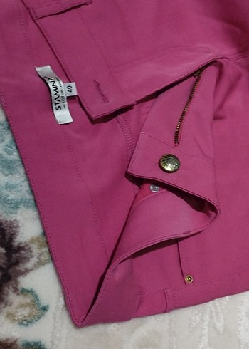 Pembe Kadın Normal Boy Kumaş Pantolon - Görsel 2