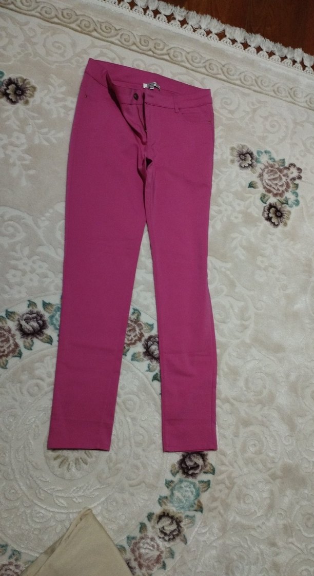 Pembe Kadın Normal Boy Kumaş Pantolon - Görsel 5
