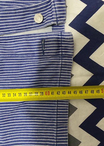 Düğmeli Çizgili Denim Kadın Gömlek - Görsel 3