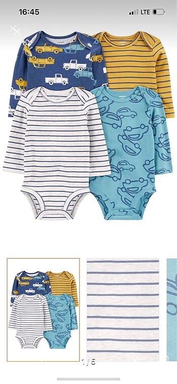 Carters 8 Adet uzun kollu body