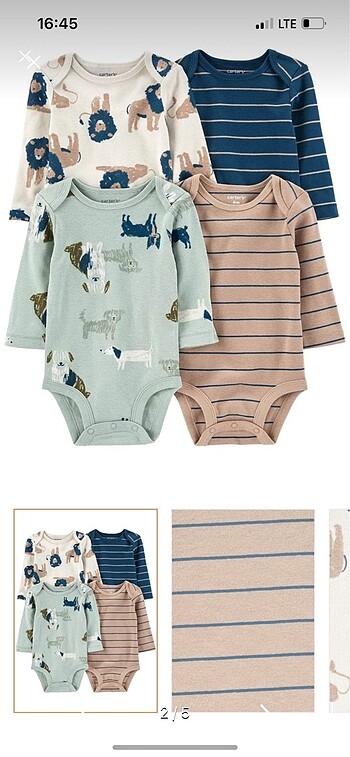 Carter's Carters 8 Adet uzun kollu body
