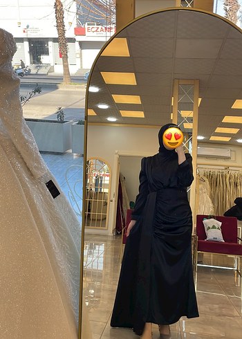 Diğer Drapeli Siyah Uzun Elbise