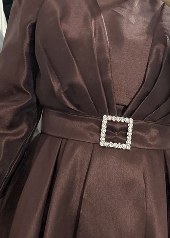 Kahverengi Astarlı Prenses Abiye 
42/44Beden Etiketli yeni - Görsel 9