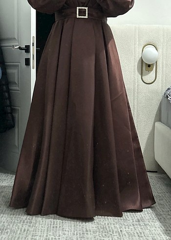 Kahverengi Astarlı Prenses Abiye 
42/44Beden Etiketli yeni - Görsel 14