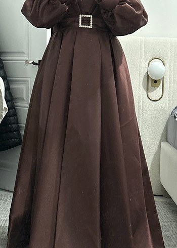 Kahverengi Astarlı Prenses Abiye 
42/44Beden Etiketli yeni - Görsel 13