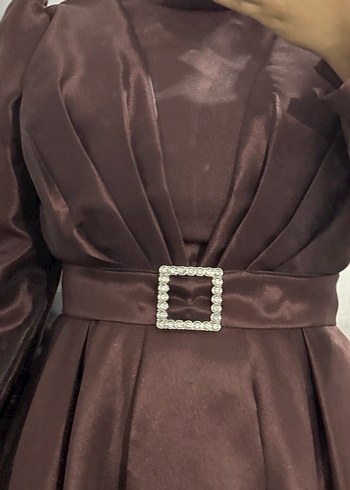 Kahverengi Astarlı Prenses Abiye 
42/44Beden Etiketli yeni - Görsel 11