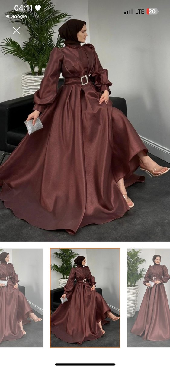 Kahverengi Astarlı Prenses Abiye 
42/44Beden Etiketli yeni - Görsel 3