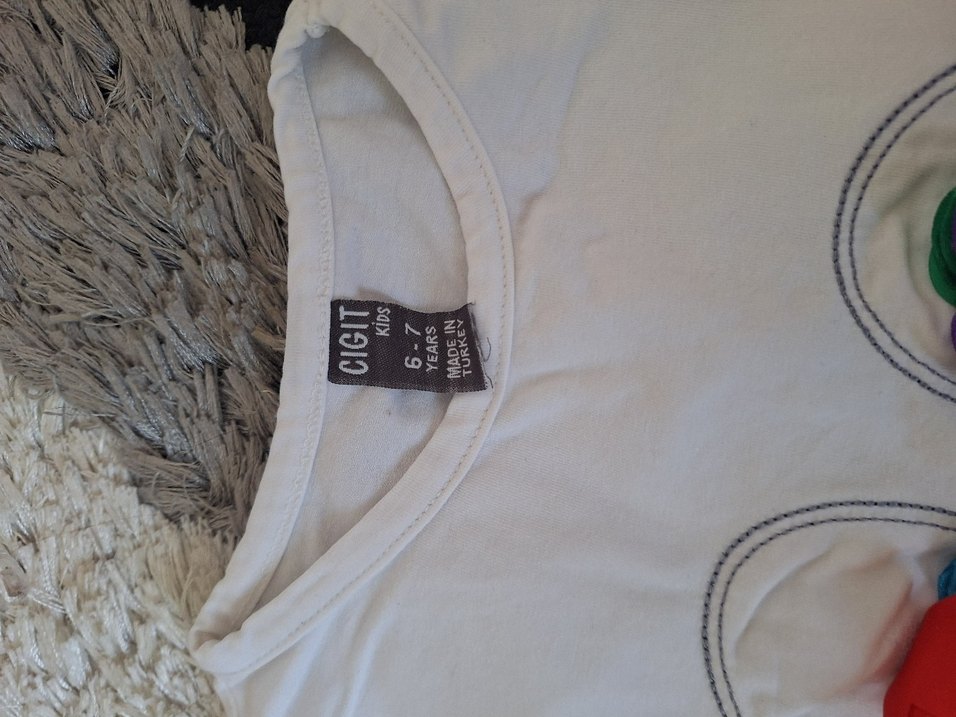 Renkli Baskılı Kız Çocuk Tişörtü - Görsel 5