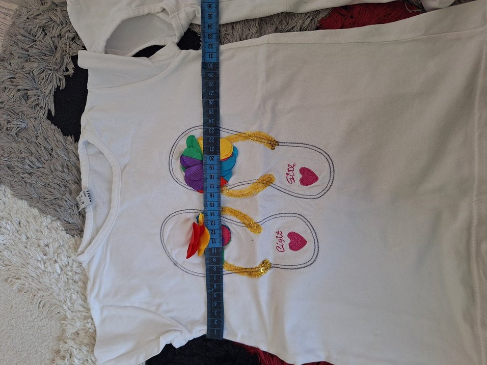 Renkli Baskılı Kız Çocuk Tişörtü - Görsel 2