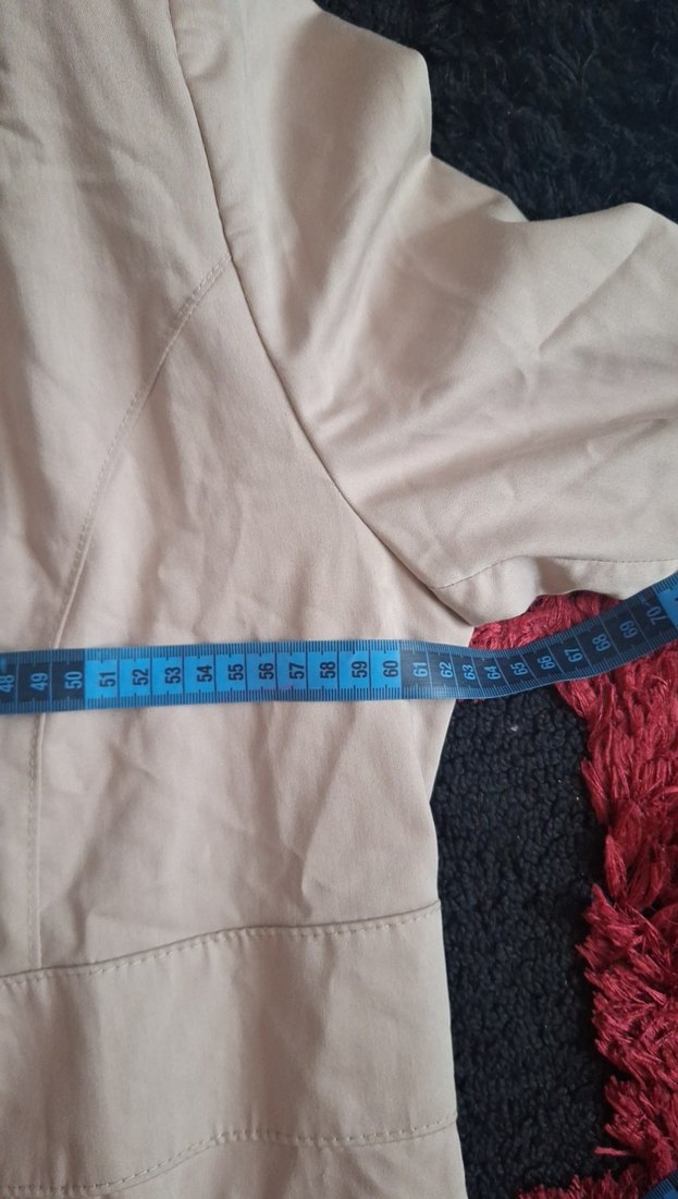 Bej Uzun Düğmeli Keten Kaban - Görsel 4