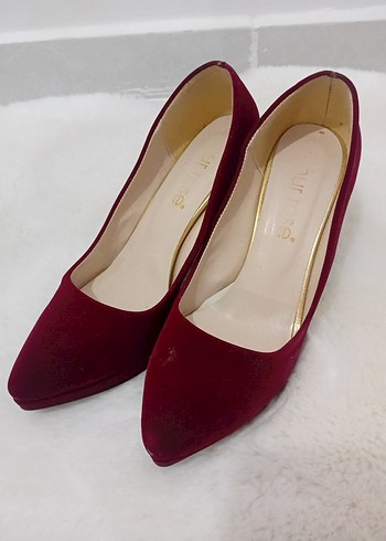 38 Beden Bordo Süet Stiletto Kadın Ayakkabı