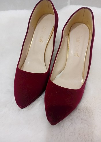 Diğer Bordo Süet Stiletto Kadın Ayakkabı