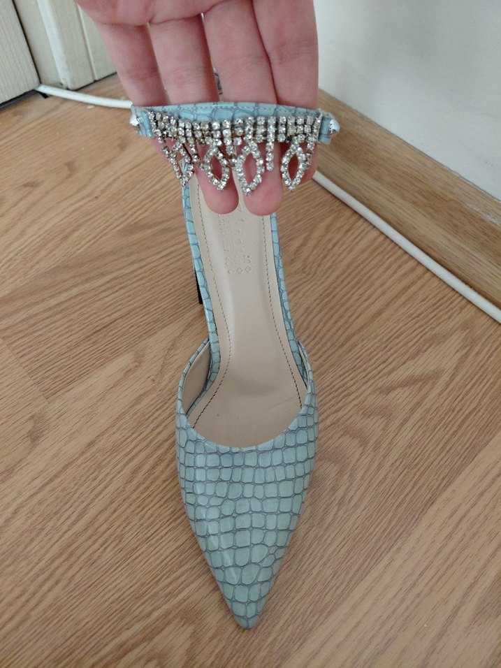 Mavi 37 numara topuklu ayakkabı - Görsel 4