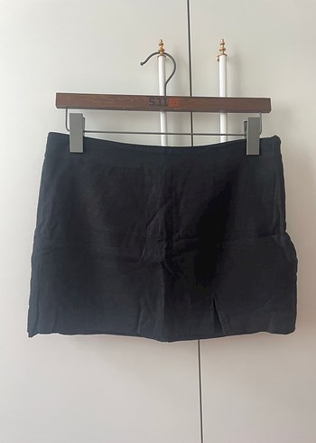 H&M Siyah Keten Mini Etek