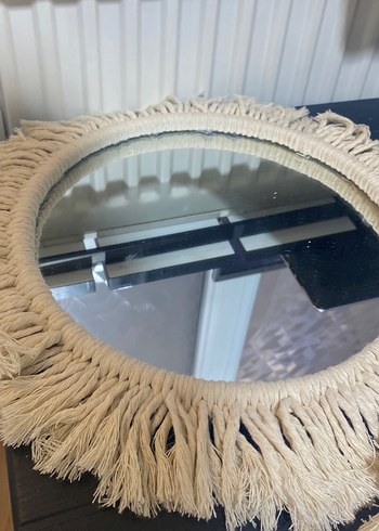 Ikea Beyaz Makrome Çerçeveli Yuvarlak Aynalar