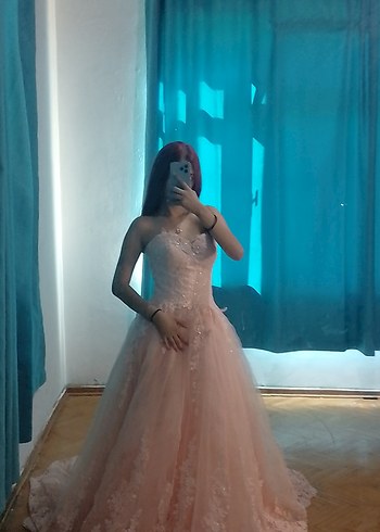 s Beden beyaz Renk Straplez A Kesim pembe Uzun Gelinlik