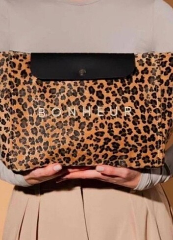 Kadın Leopar Desenli Bonheur Clutch Çanta