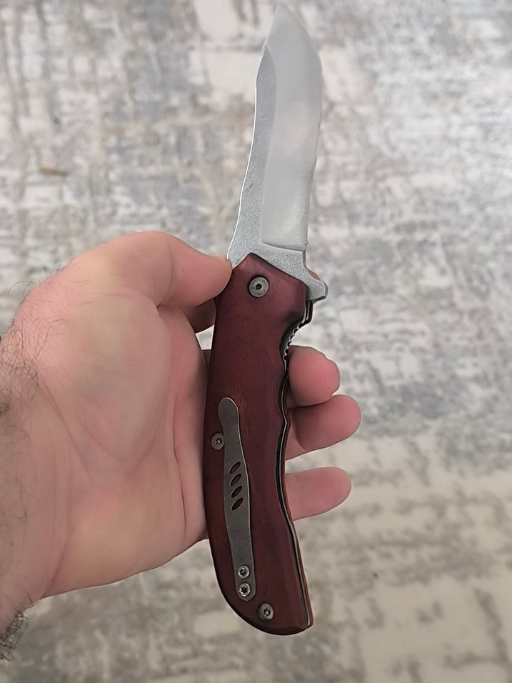 gül ağacı kabze yarı otomatik çakı - Görsel 3