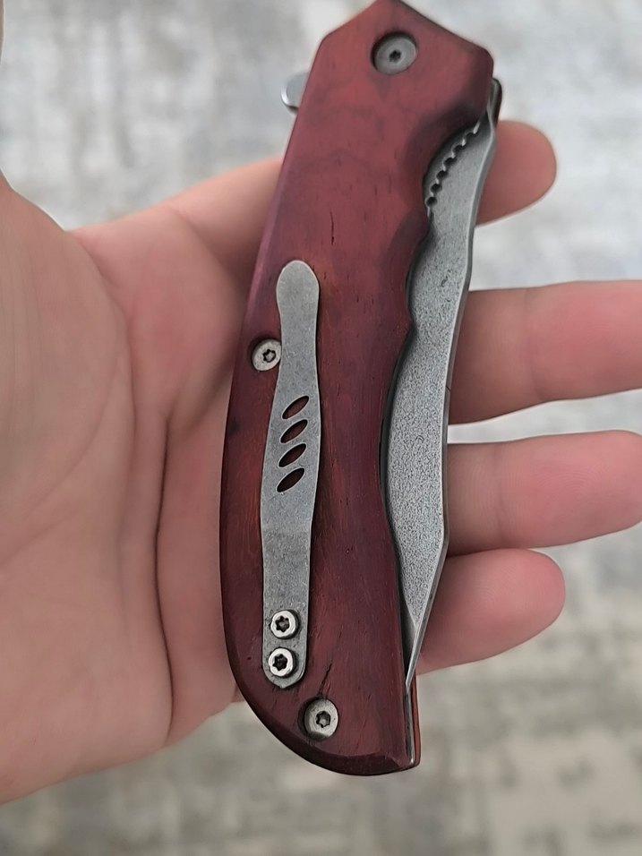 gül ağacı kabze yarı otomatik çakı - Görsel 2