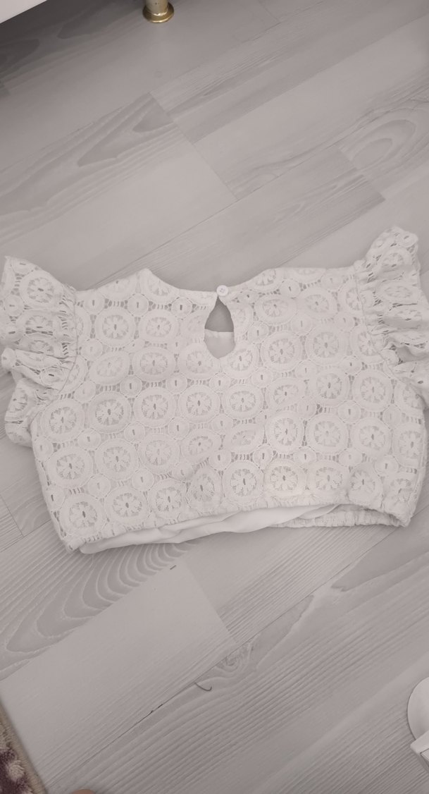 Dantel İşlemeli Beyaz Bohem Kız çocuk Bluz - Görsel 2