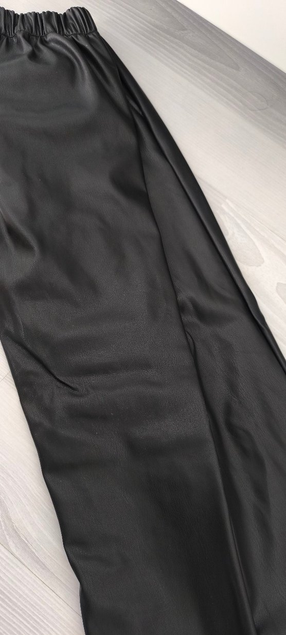 kız çocuk paçası lastikli deri Pantolon - Görsel 2