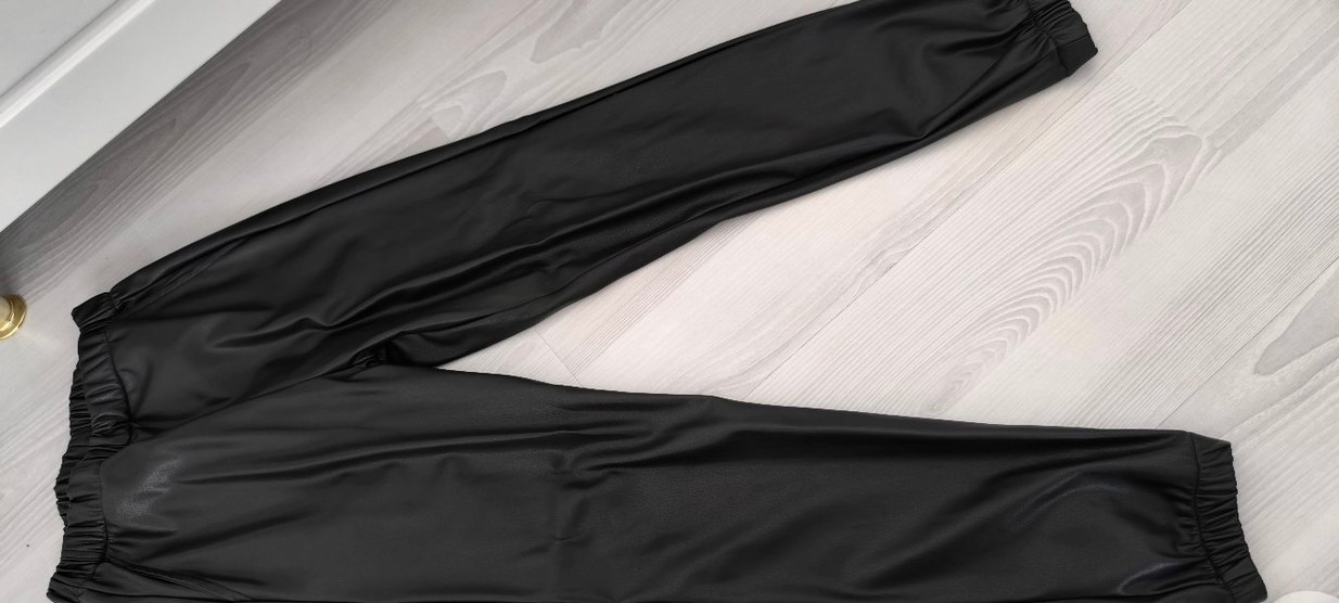 kız çocuk paçası lastikli deri Pantolon - Görsel 3