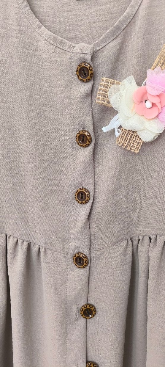 ayrobin kumaş Düğmeli Kız Elbisesi - Görsel 3