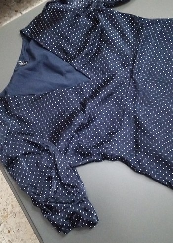 Zara Lacivert Puantiyeli Midi Elbise