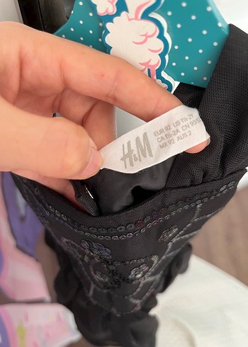 H&M Boncuk İşlemeli Siyah Kız Çocuk Elbise