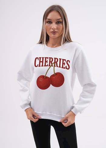 l Beden Beyaz Baskılı Kadın Sweatshirt