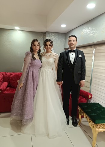 s Beden Parlak Mor V Yaka Midi Elbise