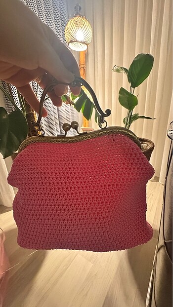  Beden pembe Renk El örgüsü çanta