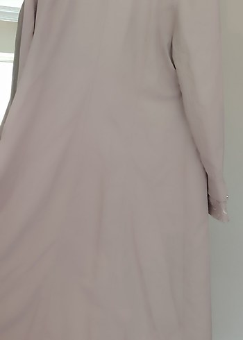 Düğmeli Bej Kadın Uzun Klasik Kaban - Görsel 4