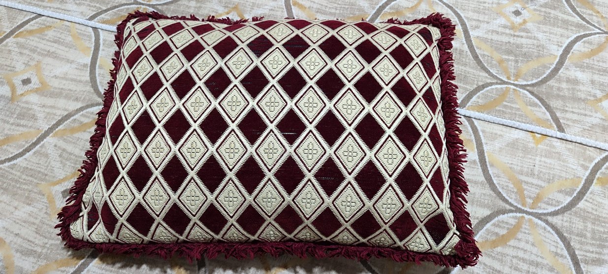 Bordo Nakışlı Klasik Dekoratif Yastık Yüzü - Görsel 2