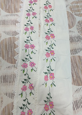 Pembe Nakışlı El İşi Dantel Kenar - Görsel 3